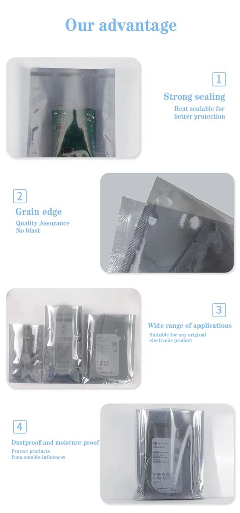 Airtight Mylar Esd Shielding Clear Zipper Anti Static Bag For Cable Pcb