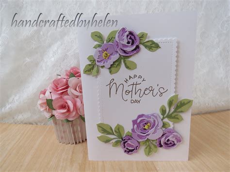 Handcrafted By Helen 3d Roses Mothers Day Card