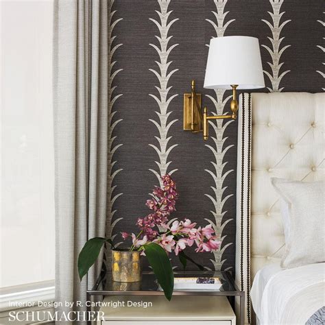 Acanthus Stripe Sisal Shadow Wallpapers Schumacher