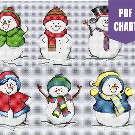 Snowman Cross Stitch Pattern Etsy