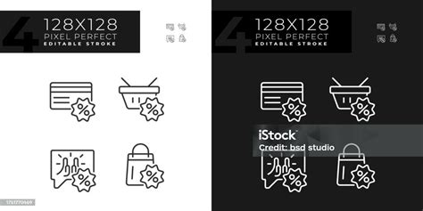 2d Editable Pixel Perfect Dark And Light Discounts Icons Stock Illustration Download Image Now