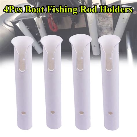 8Pcs White Plastic 12" Boat Fishing Rod Holders Boat Marine Tube Rod ...