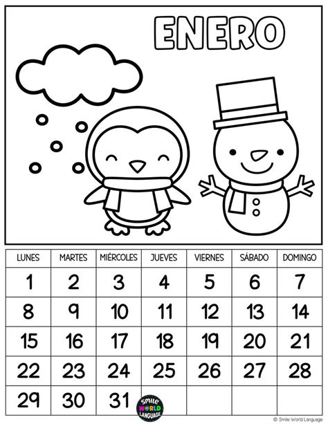 Calendario 2024 Para Colorear Dibujos En Español Meses Del Año Regalo Padres Actividades Del