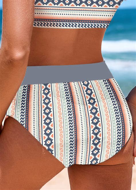 Mid Waisted Tribal Print Grey Bikini Bottom Modlily Usd