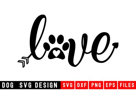 Love Paw Print Svg