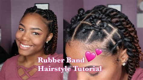 Rubber Band Hairstyle W Twists Tutorial Youtube