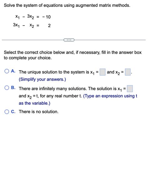 [solved] Solve The System Of Equations Using Augmented Ma