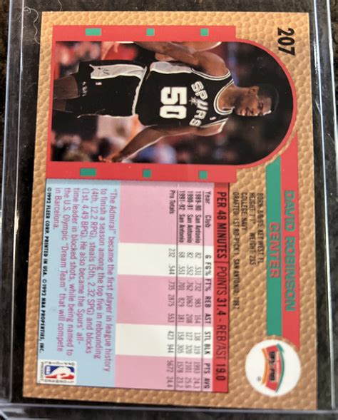 David Robinson Fleer 92 93 Basketball Card 207 San Antonio Spurs EBay