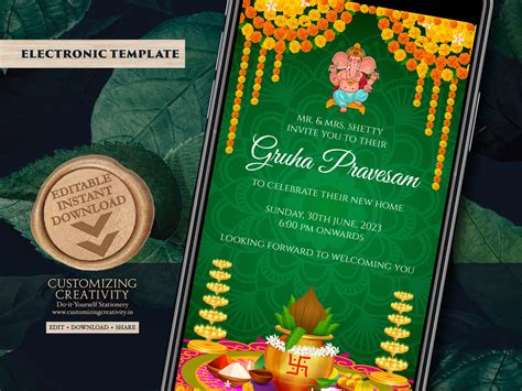 Griha Pravesh Invite As House Warming Invite Gruhapravesam Etsy Canada