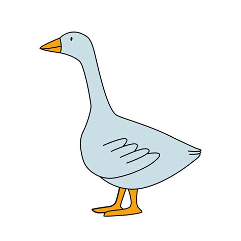 Cute flat cartoon goose. Vector illustration isolated on white ...