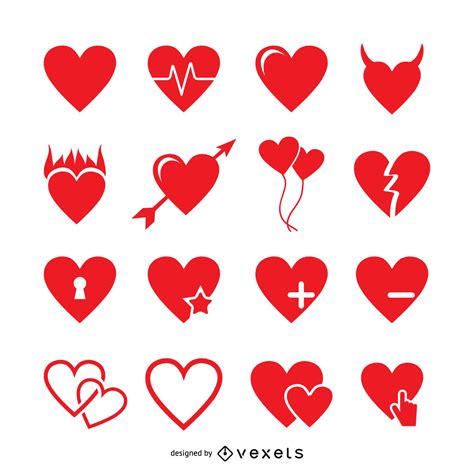 Heart Label Logo Design Set Vector Download