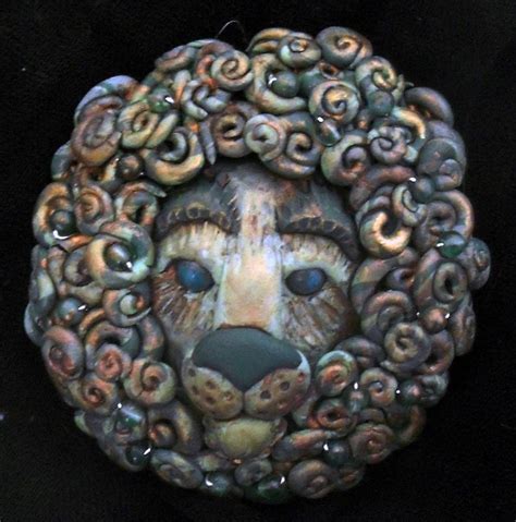 Jaded Lion Pendant With Peridot Chrysocolla And Jade Polymer