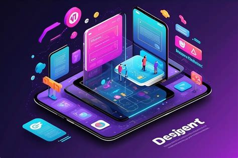 Premium Photo App Development Isometric Vector Infographic