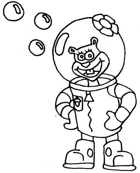 Sandy Cheeks Coloring Sheet