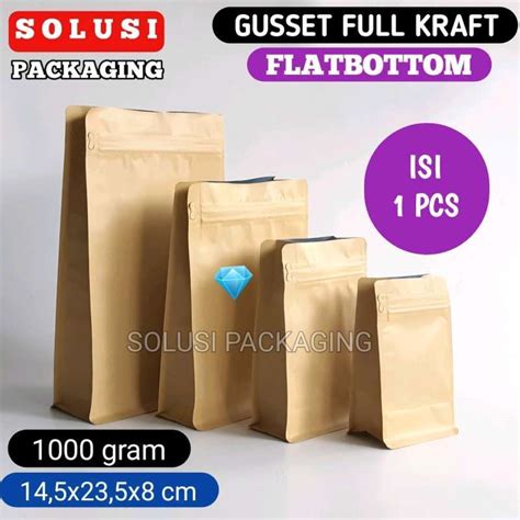 Jual FLAT BOTTOM PAPER KERTAS 1Kg FB ECOPACK KPACK Kemasan Kopi Ziplock