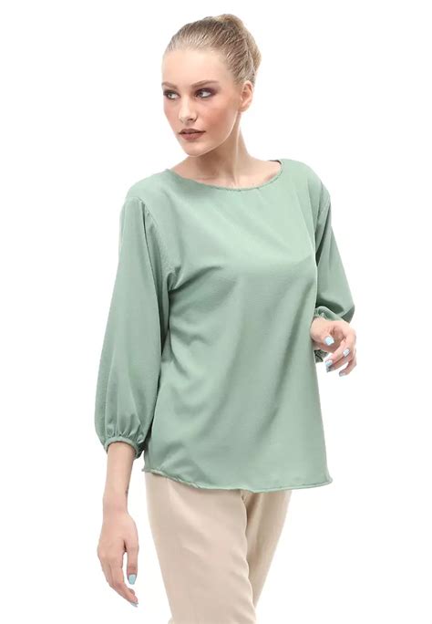 Jual Evernoon Blouse Lengan Balon Motif Solid Design Simple Regular Fit