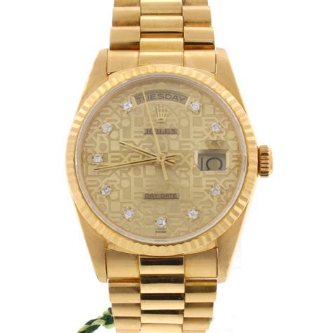 Rolex President Jubilee Diamond Dial 18k Yellow Gold Double Quick 36mm Elegant Swiss