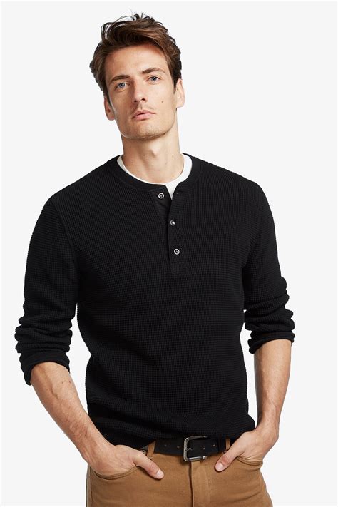 Waffle Henley Black Shopperboard