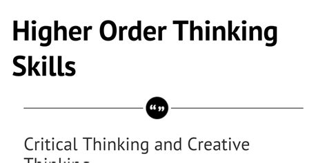 Higher Order Thinking Skills Infogram