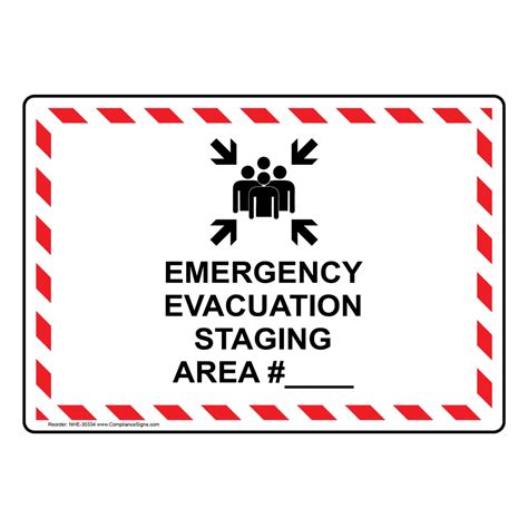 Emergency Evacuation Staging Area Sign With Symbol Nhe 30334