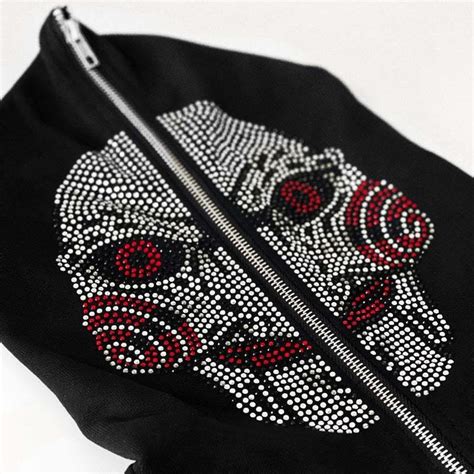 Steetwear Y2k Full Zip Hoodie With Rhinestones Helloice Apparel