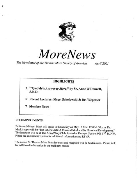 Newsletter Archive Thomas More Society Of America