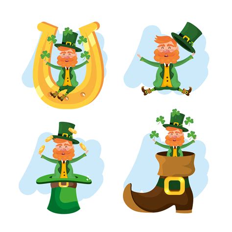 Conjunto De Duendes De San Patricio Con Bota Y Herradura 689079 Vector