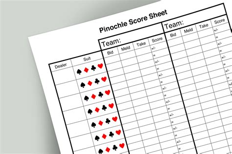 Printable Pinochle Meld Cheat Sheet