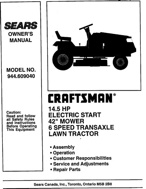 Sears Canada Craftsman Lawn Tractor Parts Catalog