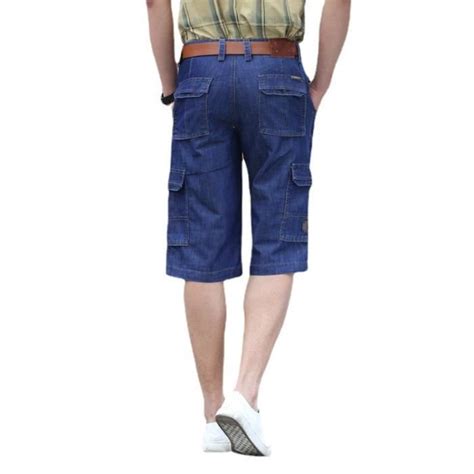 Pantacourt En Jean Homme Multi Poches Grande Taille Coupe Droite Casual