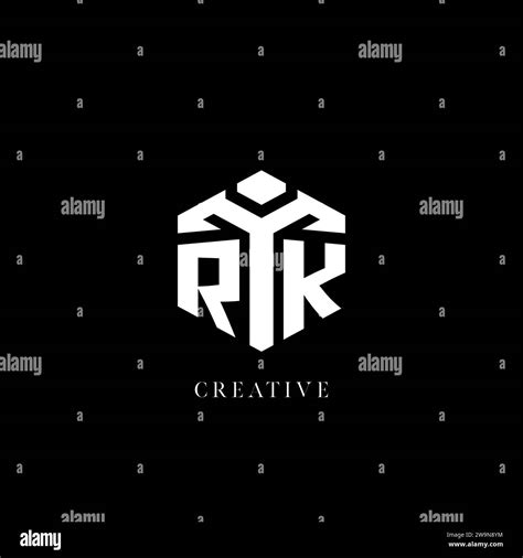 Initial RK Logo Hexagon Shape Geometric Style Vector Graphic Stock