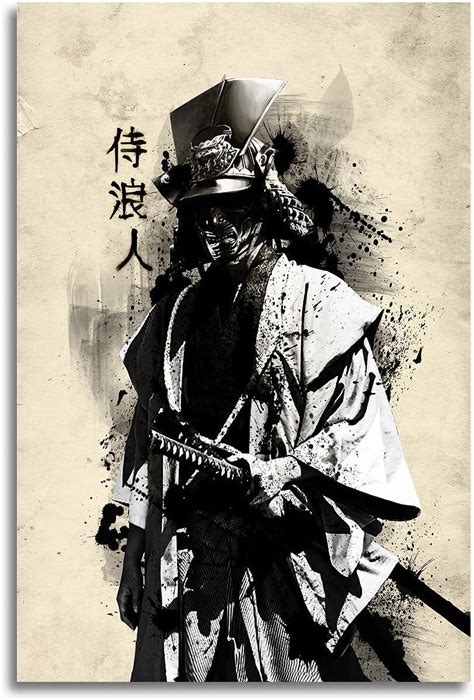 Asdg12s Poster Canvas Poster Oil Painting Japanese Bushido Samurai