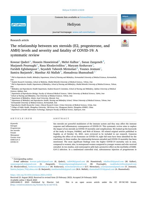 PDF The Relationship Between Sex Steroids E2 Progesterone And AMH Levels And Severity And