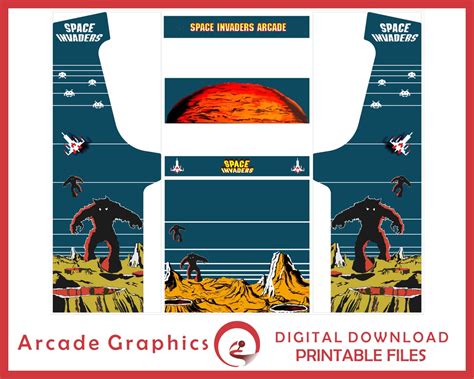 Space Invaders Geekpub Cabinet Graphics L Arcade Graphics L Arcade Artwork Etsy