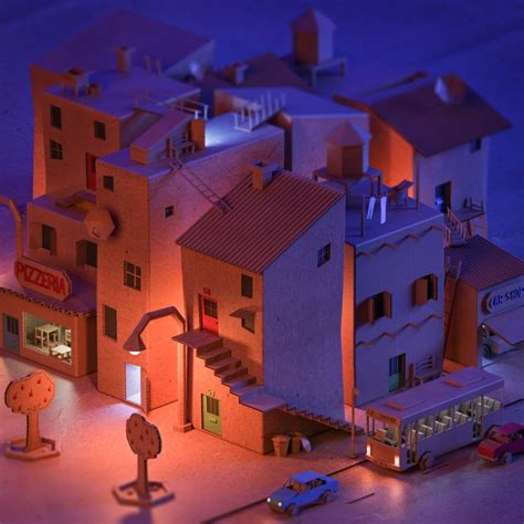 Cardboard Neighborhood Night Version On Behance The Neighbourhood