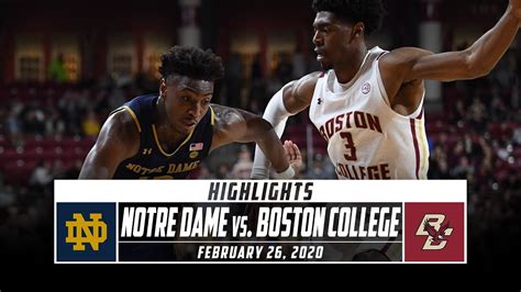 Notre Dame Vs Boston College Basketball Highlights 2019 20 Stadium