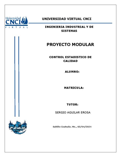 Modular Control Estadistico De Calidad Proyecto Modular Matricula