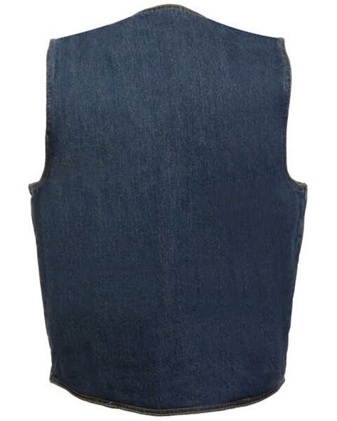 Milwaukee Leather Mens Classic Snap Front Denim Biker Vest Blue