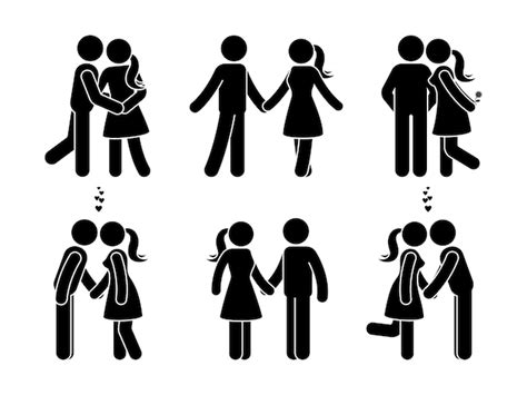 Premium Vector Stick Figure Happy Couple In Love