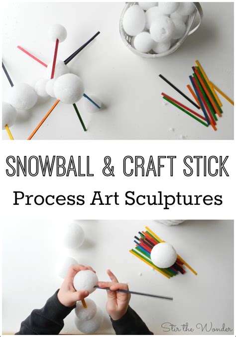 Snowball and Craft Stick Sculptures | Stir The Wonder