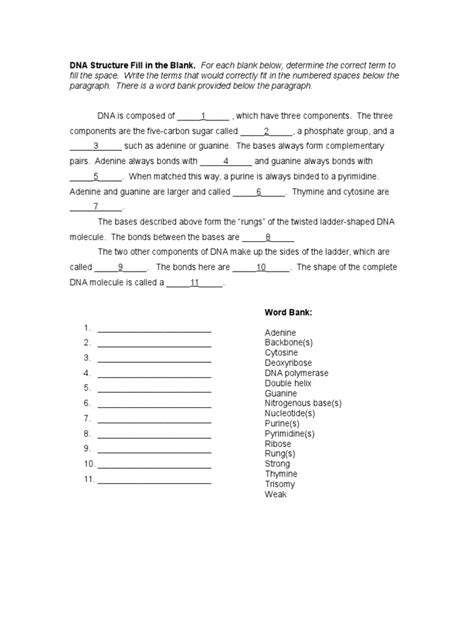 Dna Fill In The Blank Pdf