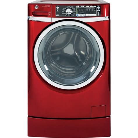 Ge 4 8 Cu Ft High Efficiency Front Load Washer With Steam Cycle Ruby Red Energy Star In The