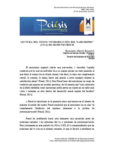 Lectura del texto Introducción del narcisismo 1914 de Sigmund Freud