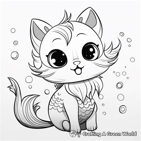 Mermaid Cat Coloring Pages Free And Printable