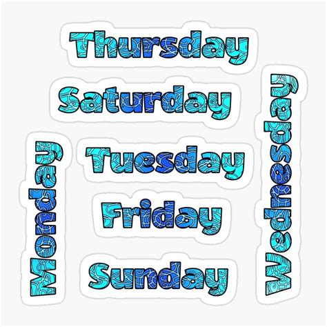 Days Of The Week Blue Bullet Journal Typography Sticker By Olooriel