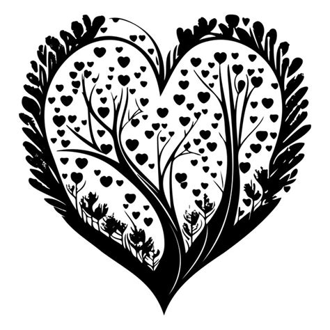 Le dessin d illustration de l arbre d amour en forme de cœur Vecteur