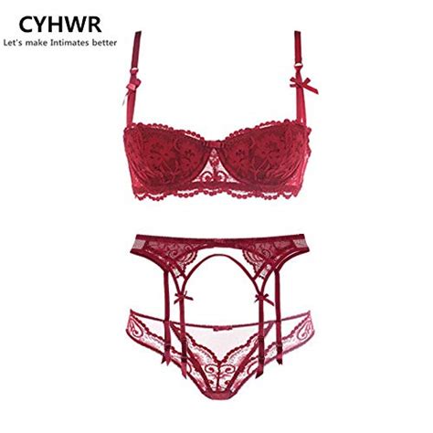 Buy Cyhwr Bra Set Intimates Embroidery Half Cup Lingerie Thin Temptation Black Bra And Panty