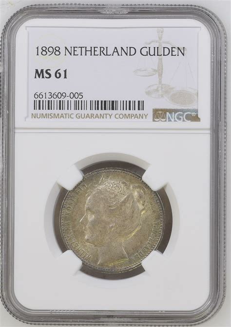 Gulden Wilhelmina Ms Met Patina Ngc Munten