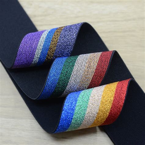 1 12 Inch 40mm Wide Colorful Glitter Striped Elastic Band Colored E Strapcrafts