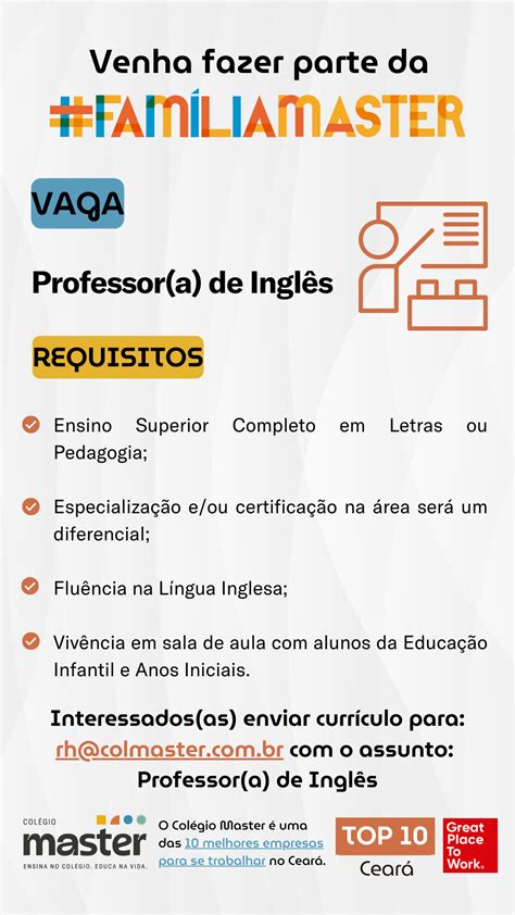 Vaga para Professor a de Inglês Portal Vagas